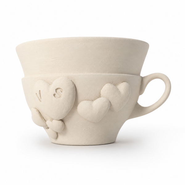 Ton Tasse "Herzen"